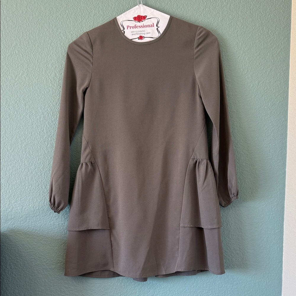 Girls Imoga Elegant Gray Long Sleeve Dress